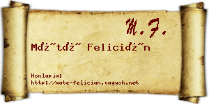 Máté Felicián névjegykártya